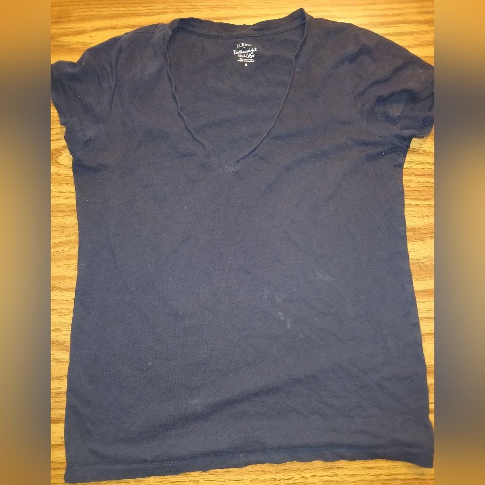 J Crew V Neck Tshirt Size S Navy
